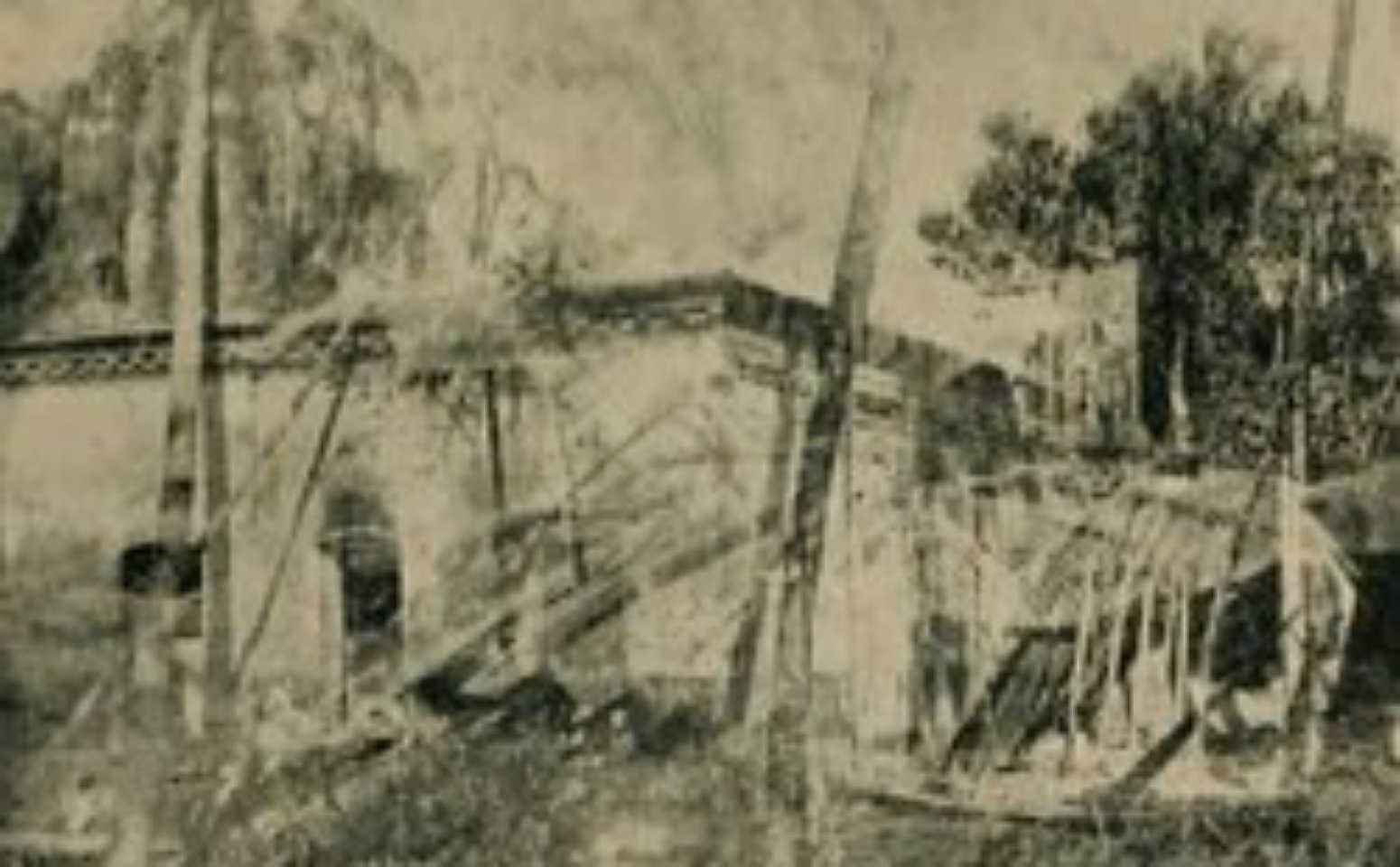 Image: A destroyed Hindu house in Noakhali, 1946